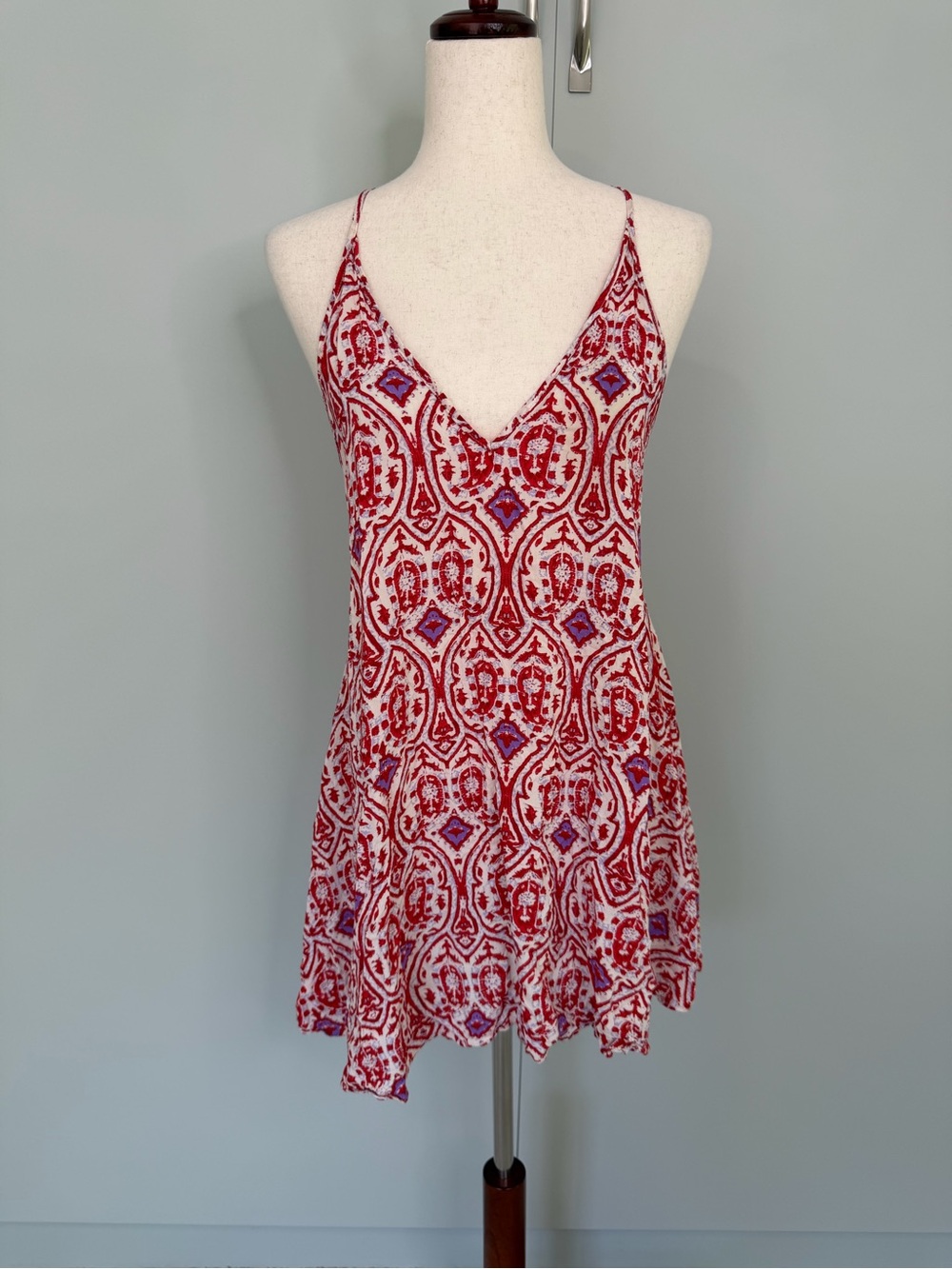 FREE PEOPLE INTIMATELY Ludlow Slip Dress in Red White Purple Paisely
